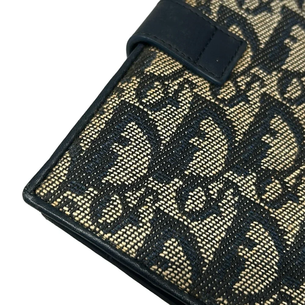 Christian Dior Logogram Agenda Navy Dark Navy Beige Jacquard Leather